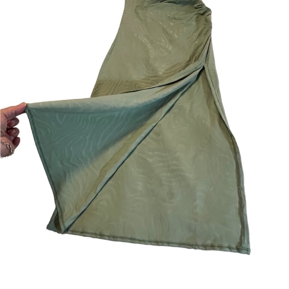 Seafolly One Shoulder Second Wave Midi Dress in Palm Green Textured Vacation M - Picture 14 of 16